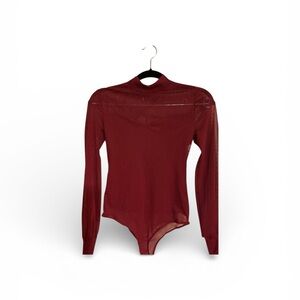 Elegant Red Long Sleeve Bodysuit